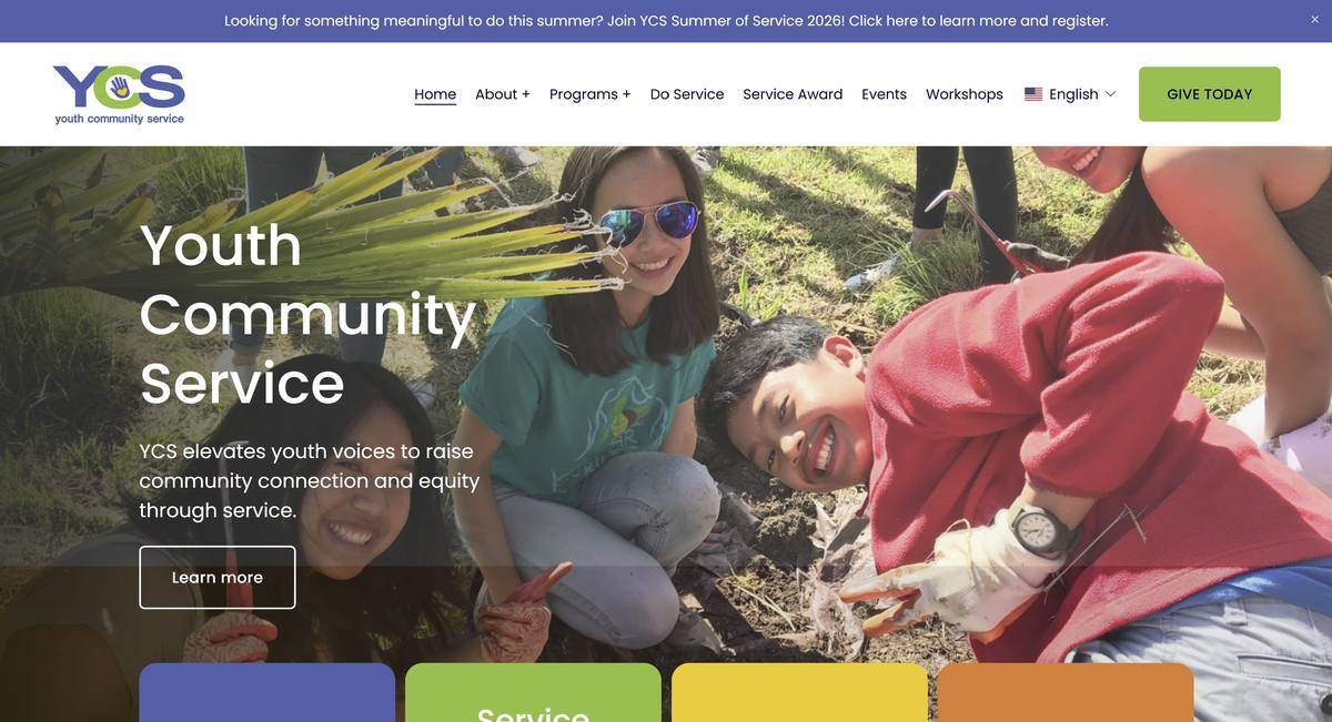 Youth Community Service website
